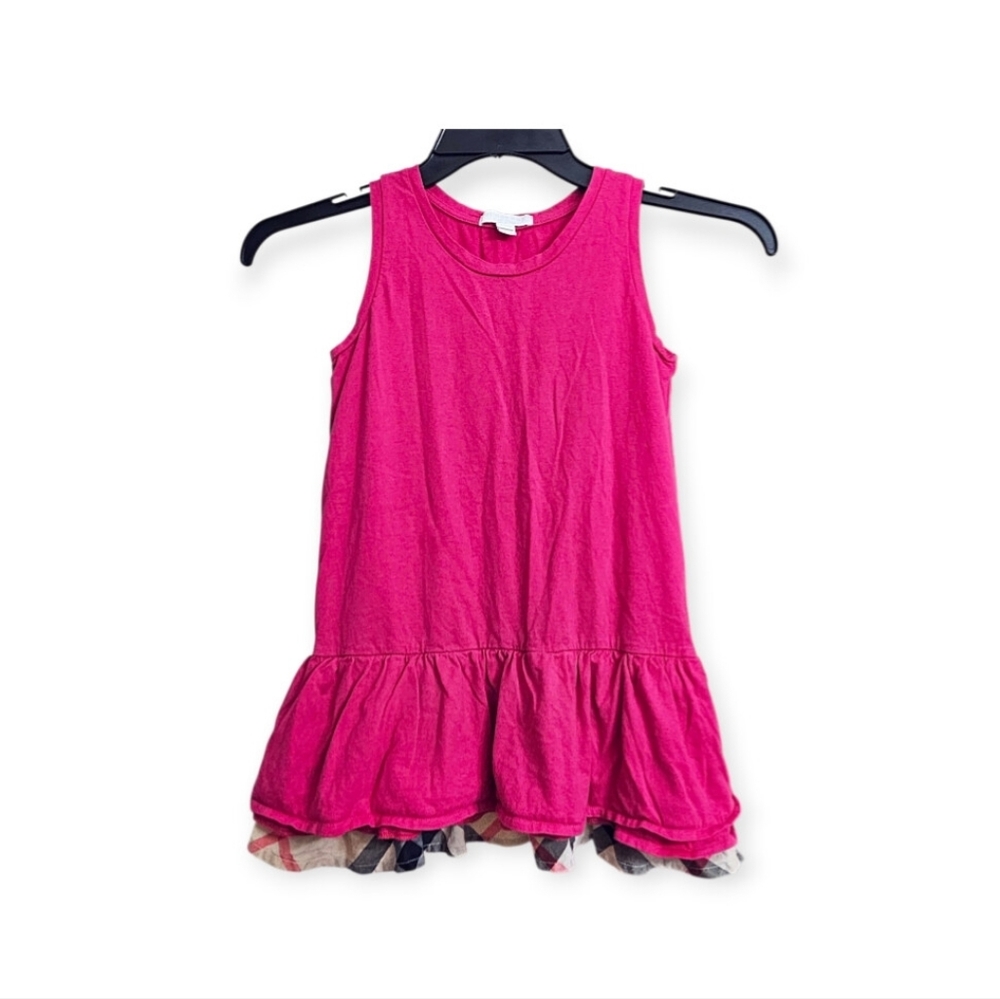Burberry Girls Hot Pink Triple Ruffle Classic Plaid Tank Top, 12Y